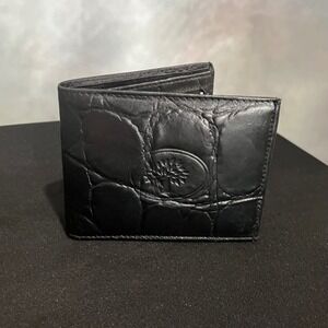 Mulberry Vintage Black Croc Embossed Leather Trifold Wallet Made in England Mens